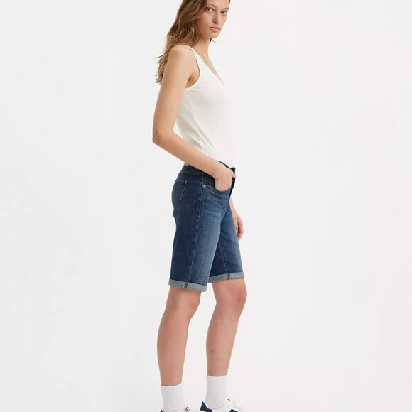 Levi's Classic Bermuda Women's Shorts Dark Wash Denim long shorts jorts sz 30 - Picture 7 of 16
